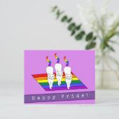 Happy Pride LGBT Katzen mit Regenbogenflagge Postkarte (Stehend Vorderseite)