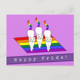 Happy Pride LGBT Katzen mit Regenbogenflagge Postkarte