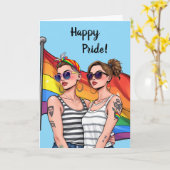 Happy Pride LGBTQ Lesbische Regenbogenflagge Karte (Gelbe Blume)