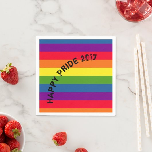 Happy Pride LGBTQ Rainbow Celebration Custom Text Serviette (Beispiel)