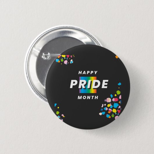 Happy Pride Month Splash Colors T Shirt Button (Vorne & Hinten)