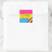 Happy Pride Pansexual Flag Quadratischer Aufkleber (Tasche)