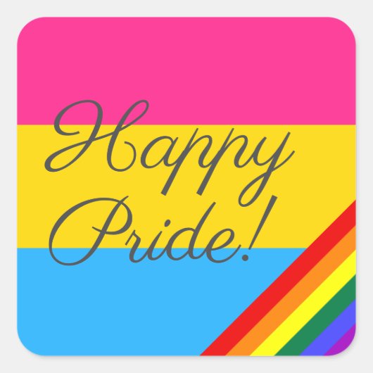 Happy Pride Pansexual Flag Quadratischer Aufkleber (Vorderseite)