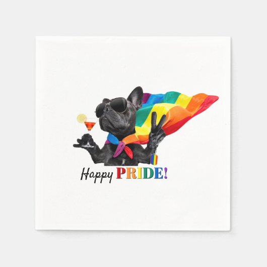 Happy Pride Party Hund in Regenbogen Cape Serviette (Vorderseite)