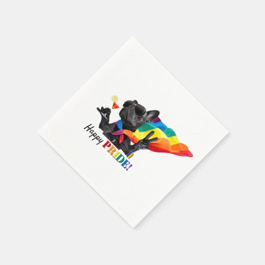 Happy Pride Party Hund in Regenbogen Cape Serviette (Ecke)