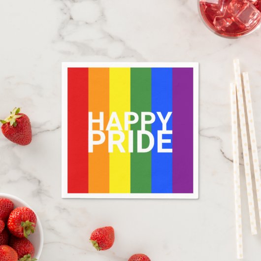 Happy Pride Rainbow Flag Stripes Party Serviette (Beispiel)