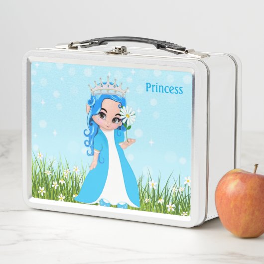 Happy Princess in Türkis gekleidet mit Blume Metall Brotdose (Beispiel)