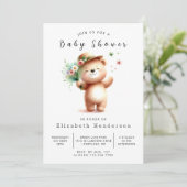 Happy Printable Bear Baby Dusche Einladung (Stehend Vorderseite)