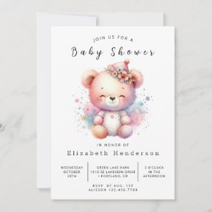 Happy Printable Bear Baby Dusche Einladung