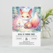 Happy Printable Fox Geburtstag digital Einladung (Stehend Vorderseite)