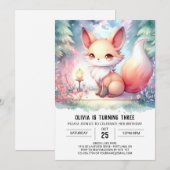 Happy Printable Fox Geburtstag digital Einladung (Vorne/Hinten)
