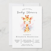 Happy Printable Giraffe Baby Shower Einladung (Vorderseite)