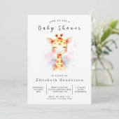 Happy Printable Giraffe Baby Shower Einladung (Stehend Vorderseite)
