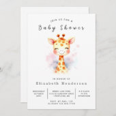 Happy Printable Giraffe Baby Shower Einladung (Vorne/Hinten)