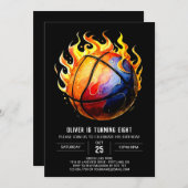 Happy Printable Pastel Basketball Geburtstag Einladung (Vorne/Hinten)