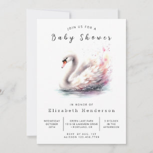 Happy Printable Swan Baby Shower Einladung