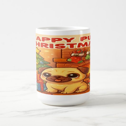 Happy Pug Christmas – Kawaii Holiday Mug Kaffeetasse (Mittel)