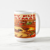 Happy Pug Christmas – Kawaii Holiday Mug Kaffeetasse (VorderseiteRechts)