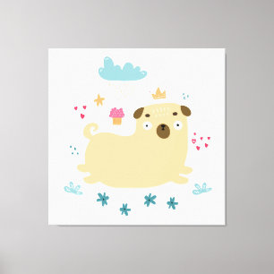 Happy Puggy Canvas Print Leinwanddruck