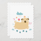 Happy Puggy Flat Greeting Card Einladung (Vorne/Hinten)