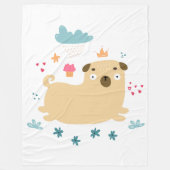 Happy Puggy Fleece Blanket (Vorderseite)