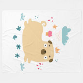 Happy Puggy Fleece Blanket (Vorderseite (Horizontal))