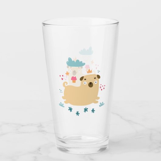Happy Puggy Glass Tumbler (Vorderseite)