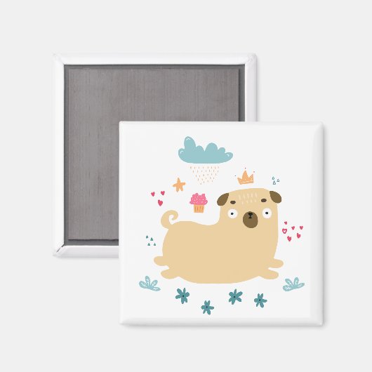 Happy Puggy Magnet (Vorderseite/Rückseite)