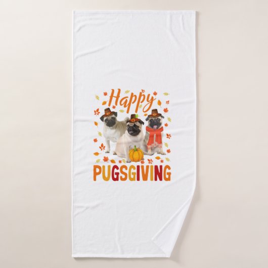 Happy Pugsgiving Niedlich Erntedank Mops Hunde Wea Badehandtuch (Badehandtuch)