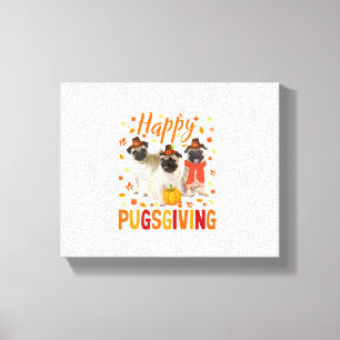 Happy Pugsgiving Niedlich Erntedank Mops Hunde Wea Leinwanddruck