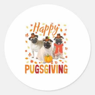 Happy Pugsgiving Niedlich Erntedank Mops Hunde Wea Runder Aufkleber