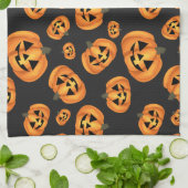 Happy Pumpkin Face | Halloween Geschirrtuch (Gefaltet)