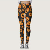 Happy Pumpkin Face Halloween Leggings (Vorderseite)