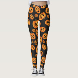 Happy Pumpkin Face Halloween Leggings