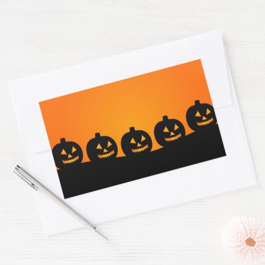 Happy Pumpkin Face Rectangle Stickers (Umschlag)