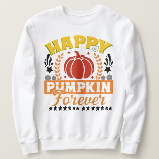 Happy Pumpkin Forever Season mit Blätter Kürbis Sweatshirt (Design vorne)