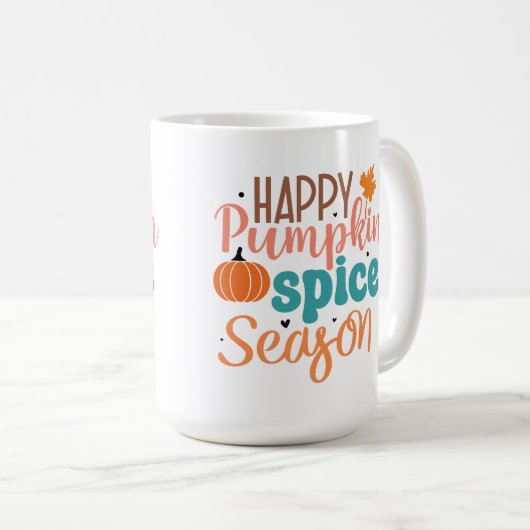 Happy Pumpkin Gewürzsaison Falltypografie Kaffeetasse (VorderseiteRechts)