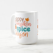 Happy Pumpkin Gewürzsaison Falltypografie Kaffeetasse (Vorderseite Links)