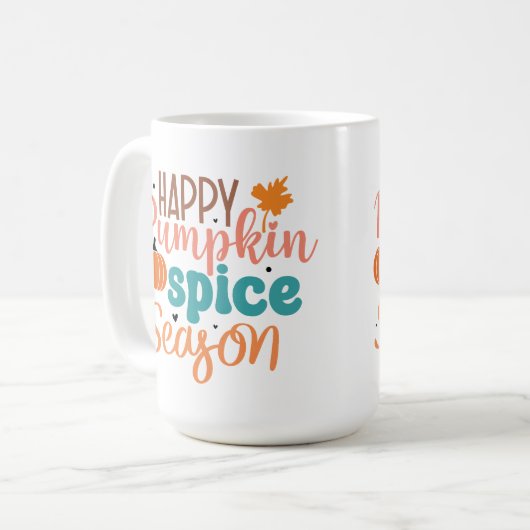 Happy Pumpkin Gewürzsaison Falltypografie Kaffeetasse (Vorderseite Links)