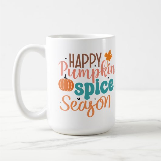 Happy Pumpkin Gewürzsaison Falltypografie Kaffeetasse (Links)