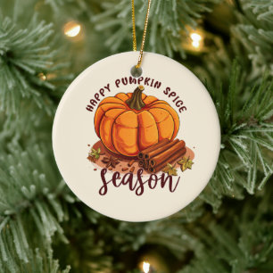 Happy Pumpkin Gewürzsaison - Gemütliche Herbstwoch Keramik Ornament