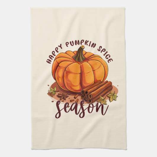 Happy Pumpkin Gewürzsaison Geschirrtuch (Vertikal)