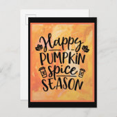 Happy Pumpkin Gewürzsaison Niedlicher Fall Postkarte (Vorne/Hinten)