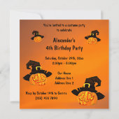 Happy Pumpkin in Hexen Hat 4. Geburtstag Einladung (Rückseite)