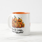 Happy Pumpkin Patch Faces Zweifarbige Tasse (Vorderseite Links)