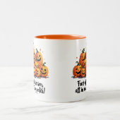 Happy Pumpkin Patch Faces Zweifarbige Tasse (Mittel)