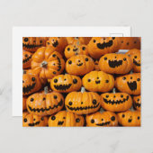 Happy Pumpkins Halloween Herbssaison Postkarte (Vorne/Hinten)