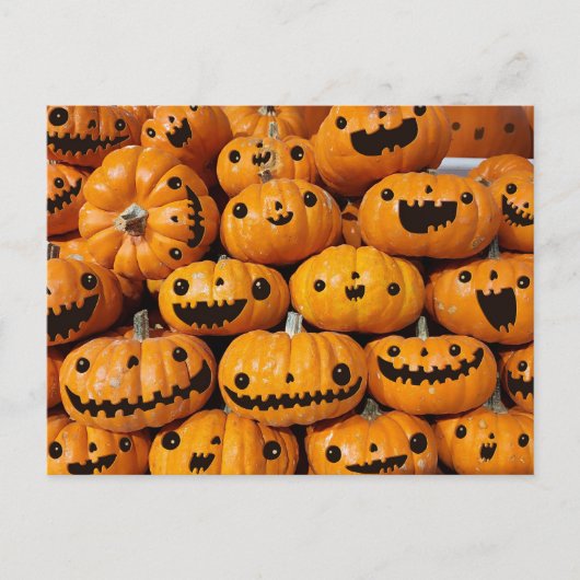 Happy Pumpkins Halloween Herbssaison Postkarte (Vorderseite)