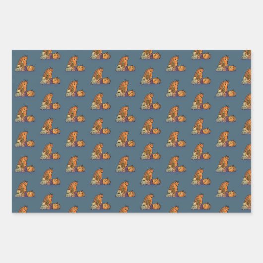 Happy Pumpkins mit Kerzen Geschenkpapier Set (Vorderseite 3)