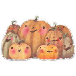 Happy Pumpkins - Niedliches Halloween Aufkleber